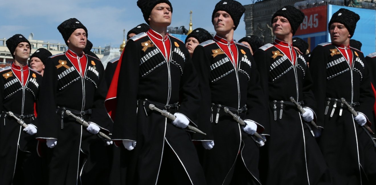 Moscow - 2015: Cossack troops parading in Red Square