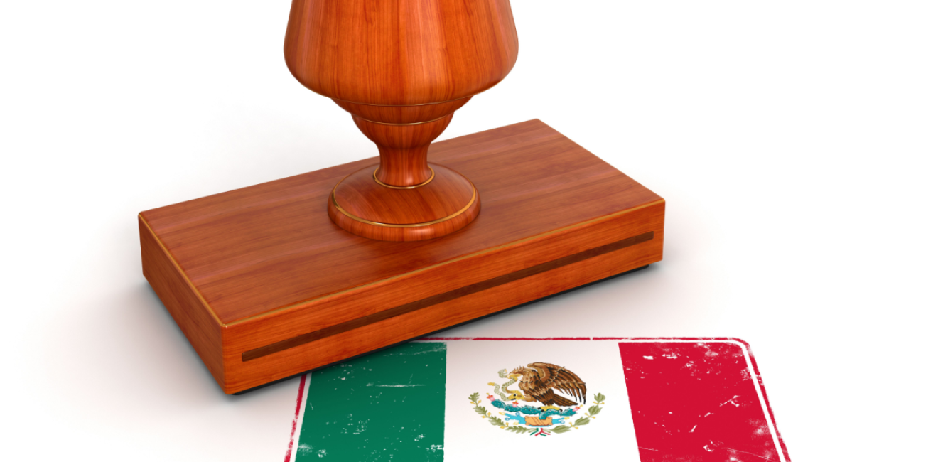 Rubber stamp with the Mexican flag