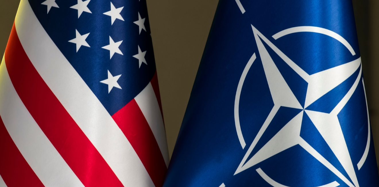 Flags of the US and NATO