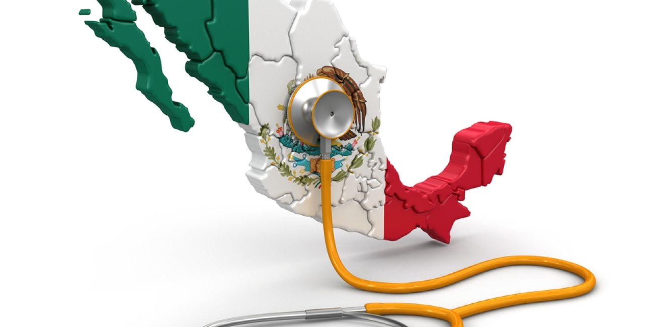 Map of Mexico with Stethoscope (clipping path included)