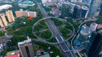 An aerial view of Jakarta, Indonesia.