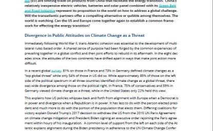 Front Page of Report on EU-US Divergence on Energy Policy