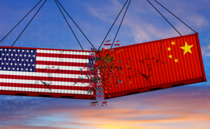 American and Chinese shipping containers colliding