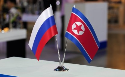 Russian and North Korean Table Flags