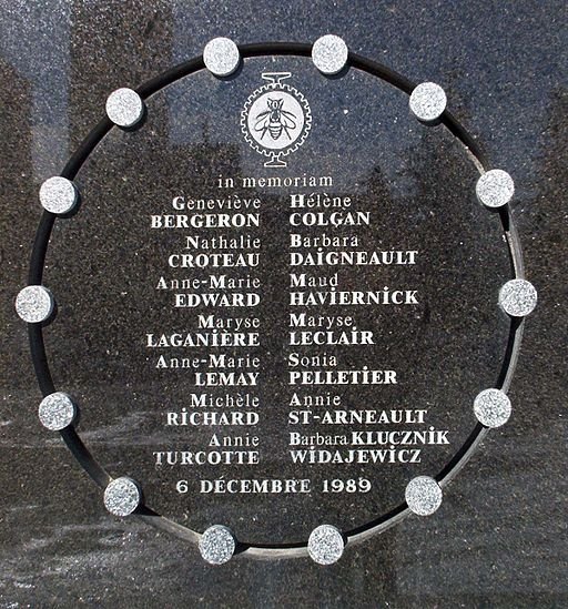 Memorial plaque for the victims of the Ecole Polytechnique Tragedy