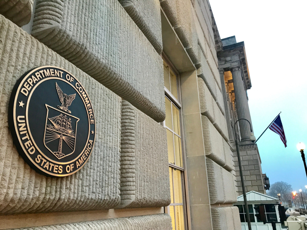 Department of Commerce seal on headquarter's building