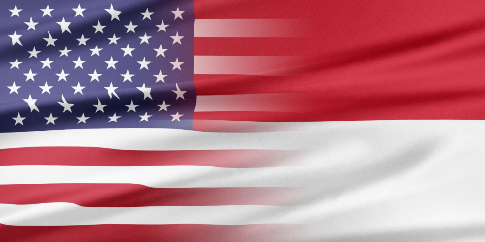 Flags of the US and Indonesia
