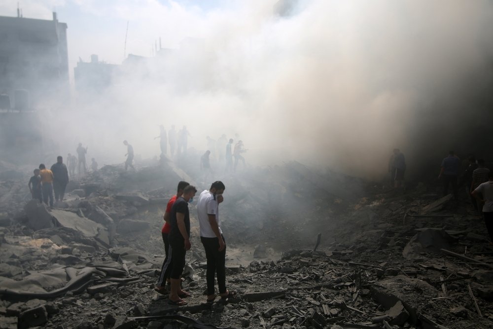 Palestinians in Rafah refugee camp