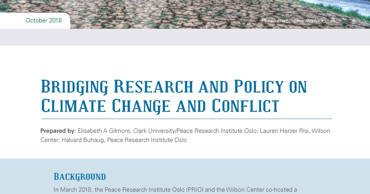 Bridging Research and Policy on Climate Change and Conflict | Wilson Center