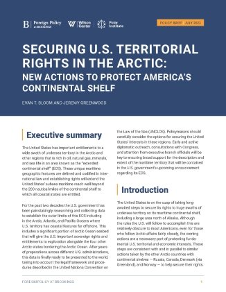 Bloom Report Cover (Securing US Territorial Rights in Arctic)