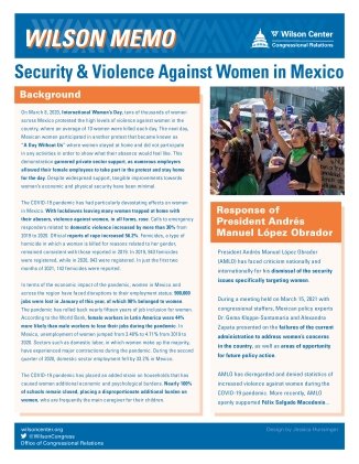 Image - Wilson Memo: "Security & Violence Against Women in Mexico"