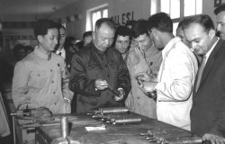 China-Albania friendship delegation on a visit to an Albanian factory, 1967