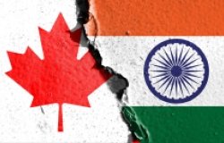 Canadian flag next to Indian flag