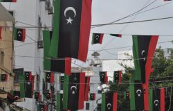 Libyans celebrate the liberation from the Qaddafi regime in the streets of Tripoli on November 5, 2011 in Tripoli
