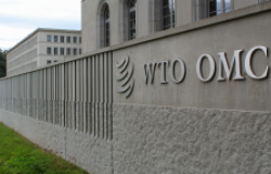 World Trade Organization, WTO or OMC, in Geneva, Switzerland.