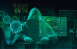 Hacker with Screens and Virus