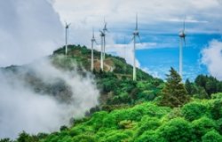 Wind turbines on a mountain