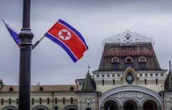 North Korean Flag in Vladivostok