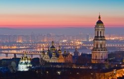 Aerial sunrise photo of the Kyiv-Pechersk Lavra